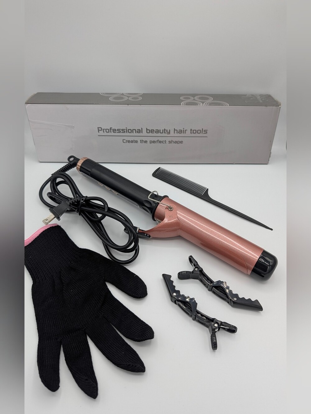 Professional Hair Curling Iron Set with Accessories – Open Box